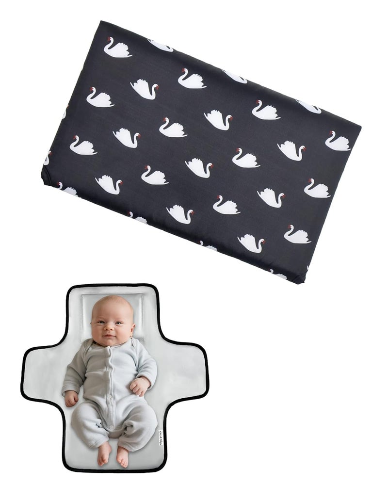 outtip Cute Swan Portable Diaper Changing Mat,Waterproof Foldable Travel Changing Pad,On-The-Go Wipeable Reusable Changing Pad – Waterproof & Compact,for Diaper Bags,Travel,Car Backseat Changes,Strollers - Image 1
